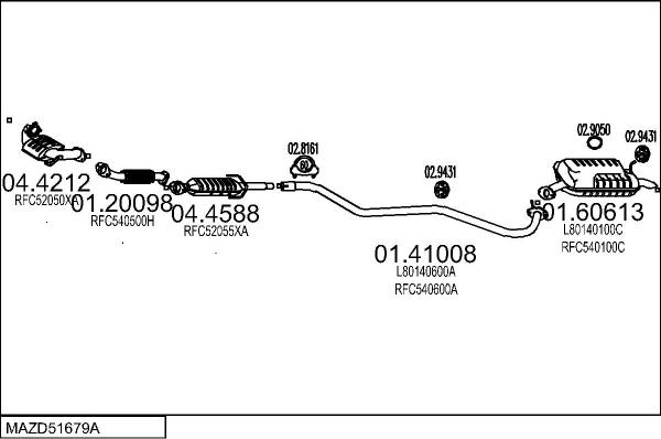 MTS MAZD51679A016687 - Система випуску ОГ autocars.com.ua