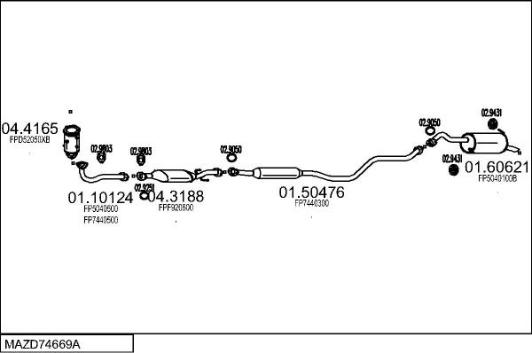 MTS MAZD74669A016507 - Система випуску ОГ autocars.com.ua