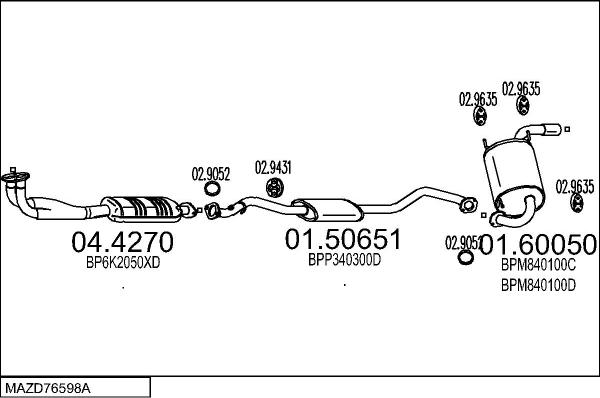 MTS MAZD76598A021499 - Система випуску ОГ autocars.com.ua