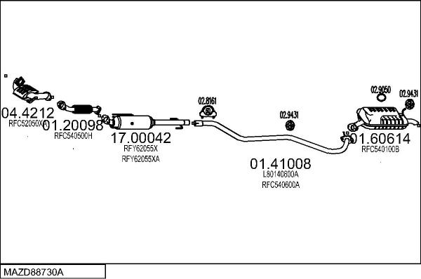 MTS MAZD88730A016683 - Система випуску ОГ autocars.com.ua
