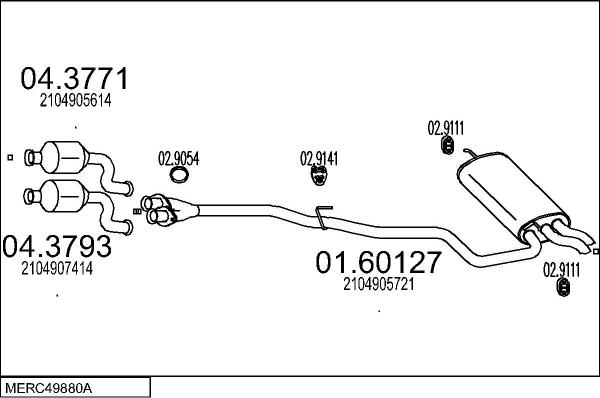 MTS MERC49880A007838 - Система випуску ОГ autocars.com.ua