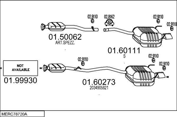 MTS MERC78720A016720 - Система выпуска ОГ avtokuzovplus.com.ua