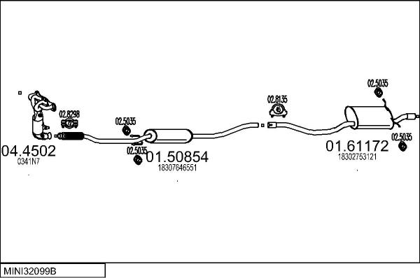MTS MINI32099B031111 - Система випуску ОГ autocars.com.ua