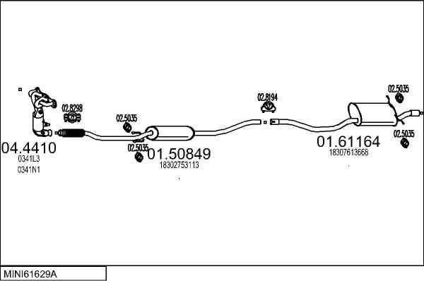MTS MINI61629A019859 - Система випуску ОГ autocars.com.ua