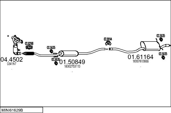 MTS MINI61629B019859 - Система випуску ОГ autocars.com.ua