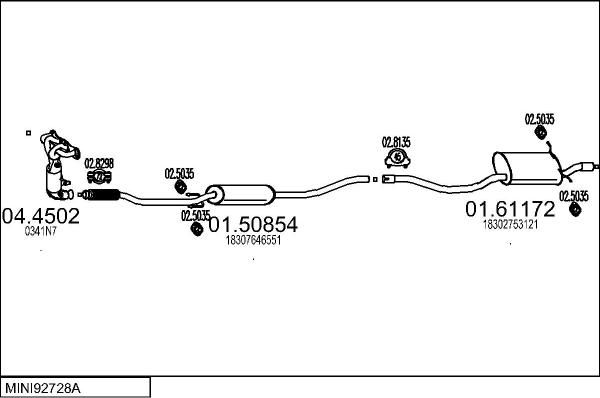 MTS MINI92728A033052 - Система випуску ОГ autocars.com.ua