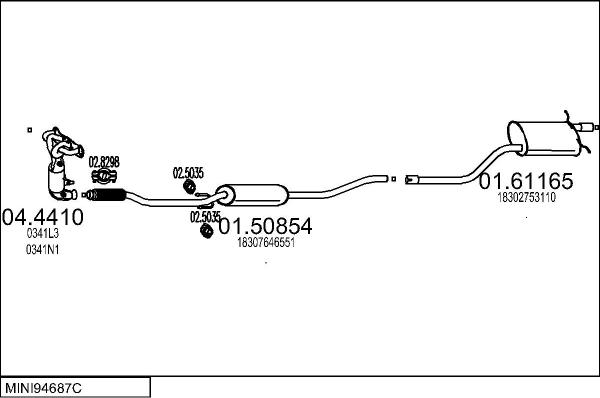 MTS MINI94687C005373 - Система випуску ОГ autocars.com.ua