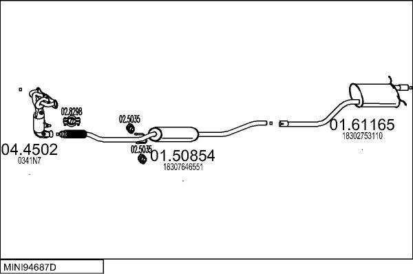 MTS MINI94687D005373 - Система випуску ОГ autocars.com.ua
