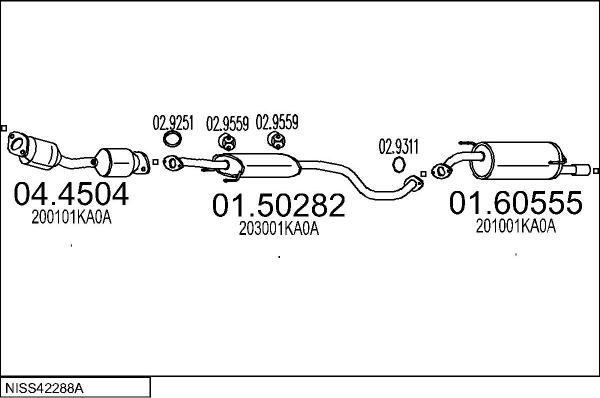 MTS NISS42288A059302 - Система випуску ОГ autocars.com.ua