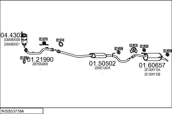 MTS NISS53778A133828 - Система випуску ОГ autocars.com.ua