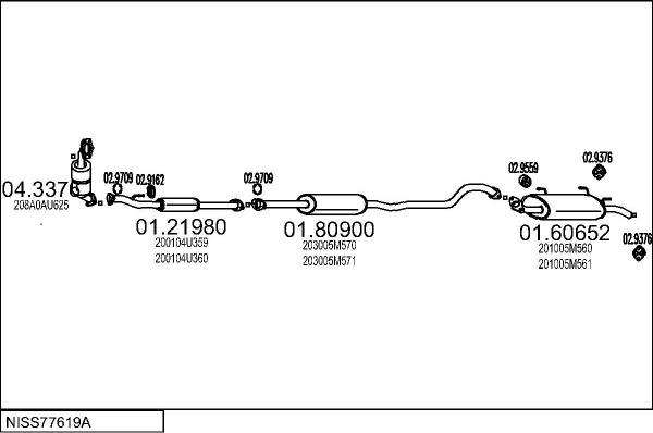 MTS NISS77619A017682 - Система випуску ОГ autocars.com.ua