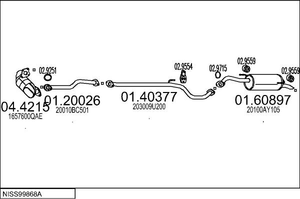 MTS NISS99868A011178 - Система випуску ОГ autocars.com.ua