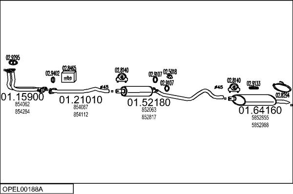 MTS OPEL00188A032838 - Система випуску ОГ autocars.com.ua