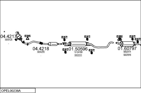 MTS OPEL00238A138677 - Система випуску ОГ autocars.com.ua
