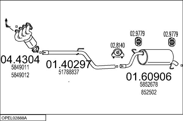 MTS OPEL02888A118688 - Система випуску ОГ autocars.com.ua