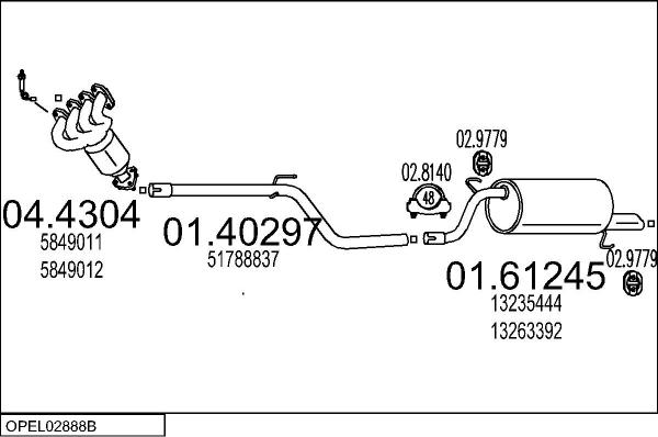MTS OPEL02888B118688 - Система випуску ОГ autocars.com.ua
