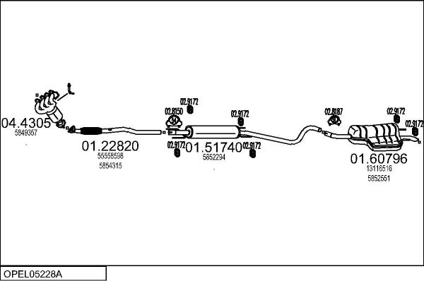 MTS OPEL05228A128502 - Система випуску ОГ autocars.com.ua