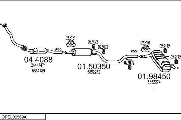 MTS OPEL05569A017211 - Система випуску ОГ autocars.com.ua