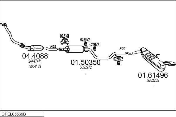 MTS OPEL05569B017211 - Система випуску ОГ autocars.com.ua