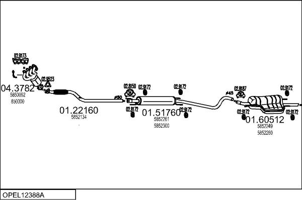 MTS OPEL12388A129055 - Система випуску ОГ autocars.com.ua