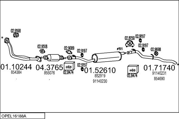 MTS OPEL16188A132657 - Система випуску ОГ autocars.com.ua