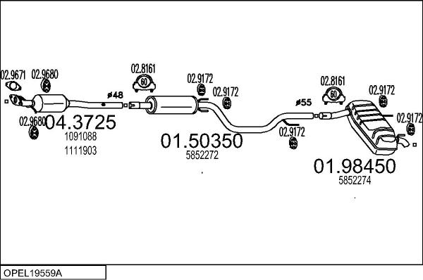 MTS OPEL19559A017649 - Система випуску ОГ autocars.com.ua