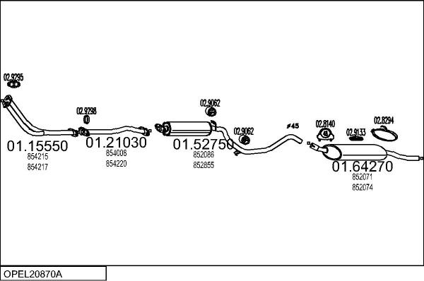 MTS OPEL20870A007326 - Система випуску ОГ autocars.com.ua