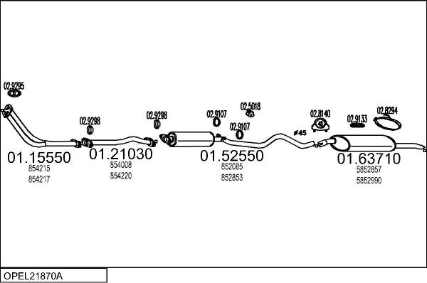 MTS OPEL21870A010887 - Система випуску ОГ autocars.com.ua