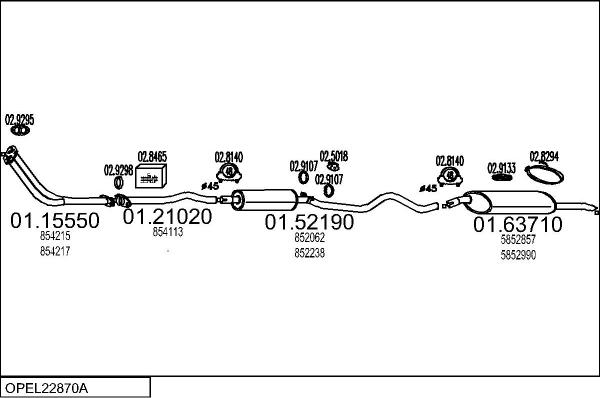 MTS OPEL22870A010887 - Система випуску ОГ autocars.com.ua