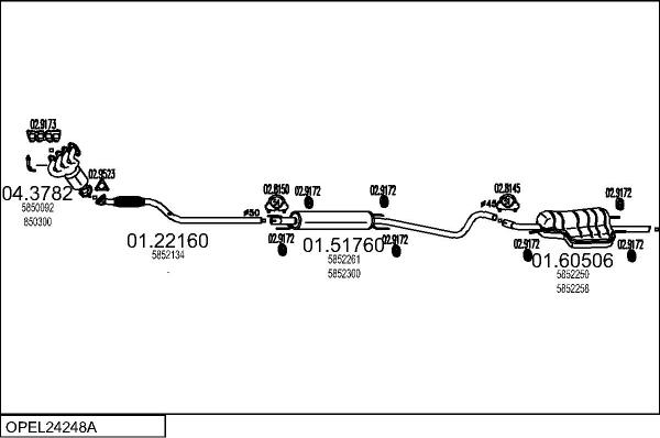 MTS OPEL24248A129087 - Система випуску ОГ autocars.com.ua