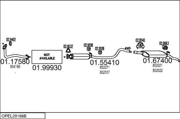 MTS OPEL29188B008576 - Система випуску ОГ autocars.com.ua