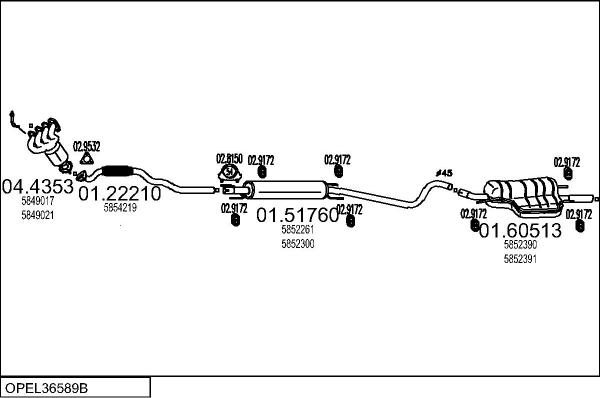 MTS OPEL36589B018559 - Система випуску ОГ autocars.com.ua