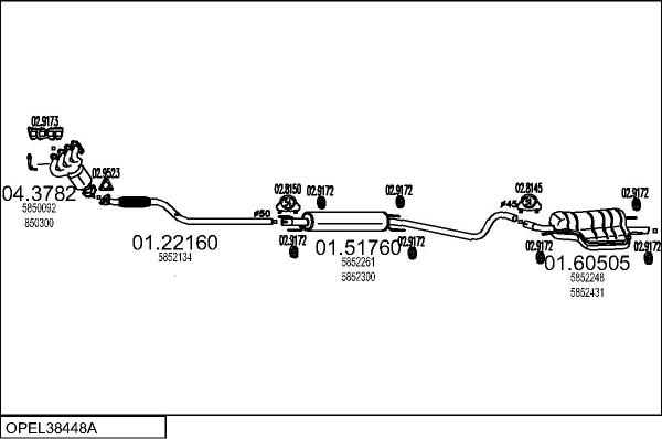 MTS OPEL38448A055912 - Система випуску ОГ autocars.com.ua