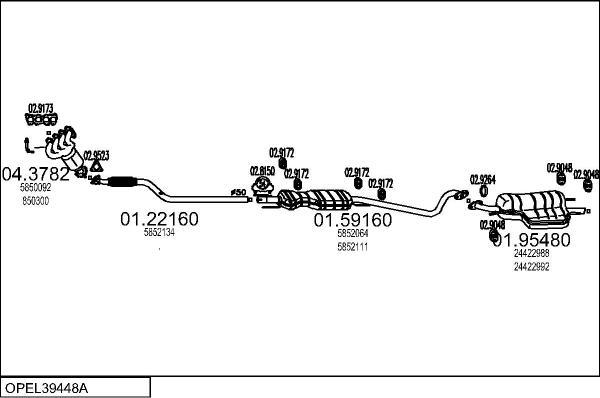 MTS OPEL39448A055912 - Система випуску ОГ autocars.com.ua