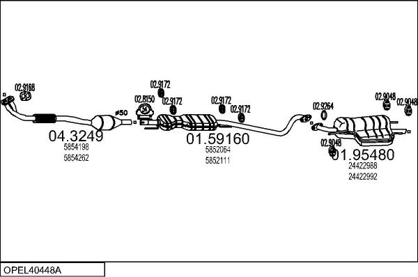 MTS OPEL40448A055912 - Система випуску ОГ autocars.com.ua