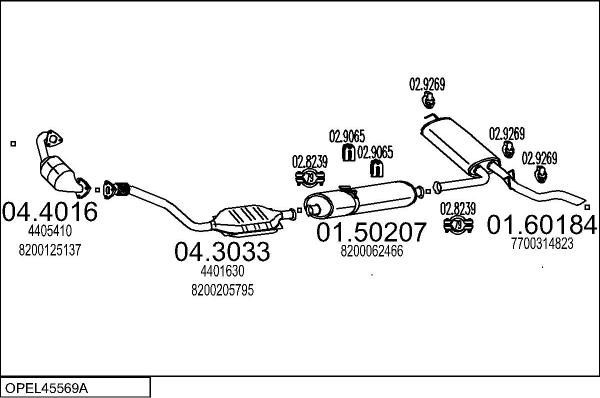 MTS OPEL45569A016467 - Система випуску ОГ autocars.com.ua