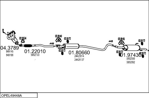 MTS OPEL49448A015343 - Система випуску ОГ autocars.com.ua