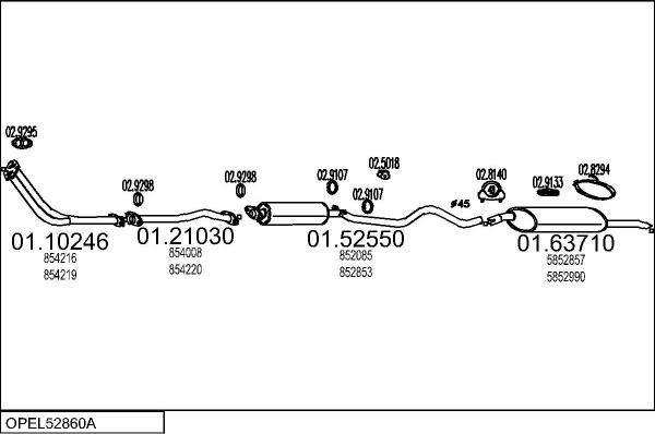 MTS OPEL52860A010887 - Система випуску ОГ autocars.com.ua
