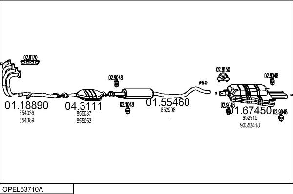 MTS OPEL53710A001819 - Система випуску ОГ autocars.com.ua