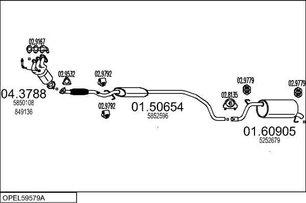 MTS OPEL59579A019722 - Система випуску ОГ autocars.com.ua