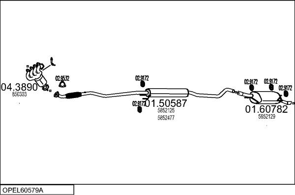 MTS OPEL60579A014912 - Система випуску ОГ autocars.com.ua