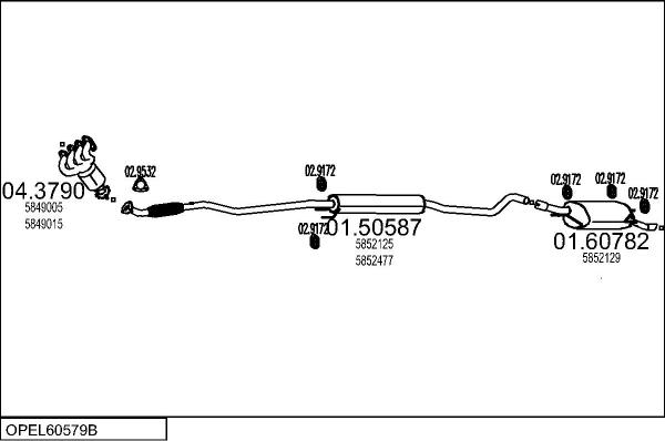 MTS OPEL60579B014912 - Система випуску ОГ autocars.com.ua