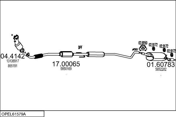 MTS OPEL61579A017697 - Система випуску ОГ autocars.com.ua