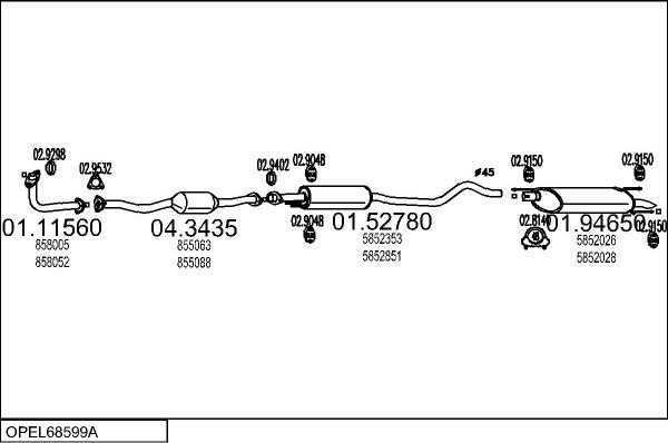 MTS OPEL68599A016126 - Система випуску ОГ autocars.com.ua