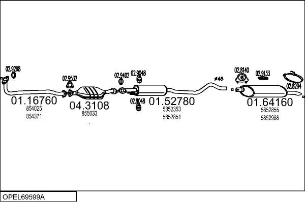 MTS OPEL69599A016126 - Система випуску ОГ autocars.com.ua