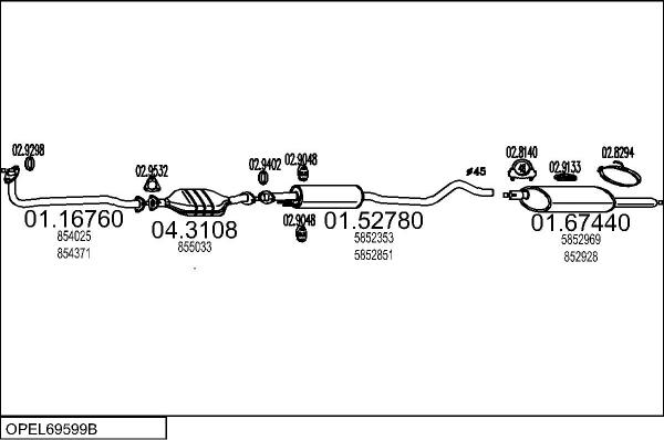 MTS OPEL69599B016126 - Система випуску ОГ autocars.com.ua