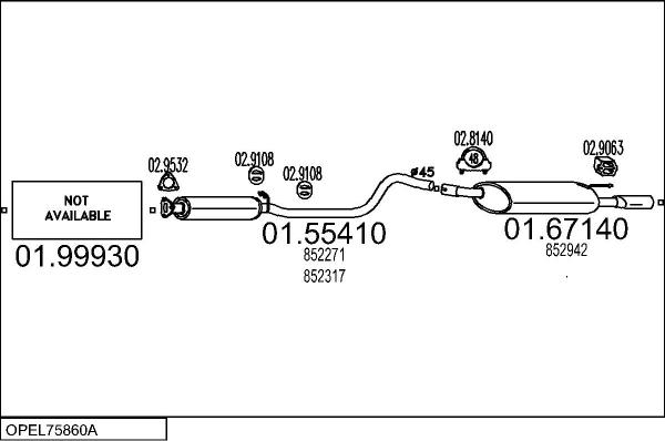 MTS OPEL75860A000546 - Система випуску ОГ autocars.com.ua