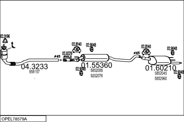 MTS OPEL78579A009012 - Система випуску ОГ autocars.com.ua