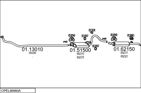 MTS OPEL86860A000668 - Система випуску ОГ autocars.com.ua
