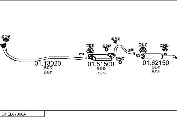 MTS OPEL87860A000659 - Система випуску ОГ autocars.com.ua